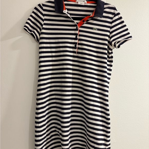Lacoste Women's Navy and White Striped Polo style dress Sz 38 (6) - Picture 1 of 9